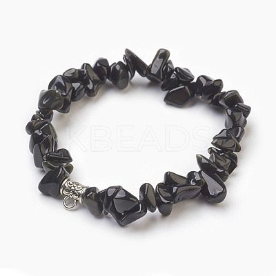 Natural Obsidian Beads Stretch Bracelets BJEW-JB03860-07-1