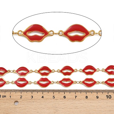 304 Stainless Steel Enamel Lip Link Chains CHS-K023-03G-01-1