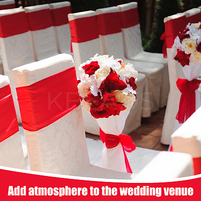 Polyester Elastic Elegant Satin Chair Cover Sashes AJEW-WH0678-86A-1