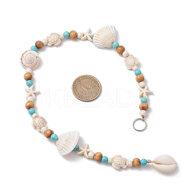 Natural Sea Shell Beads Hanging Ornaments HJEW-JM02985-1