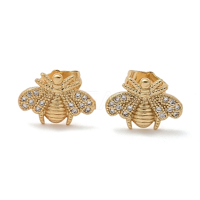 Brass Micro Pave Clear Cubic Zirconia Stud Earrings EJEW-D305-20G-02-1