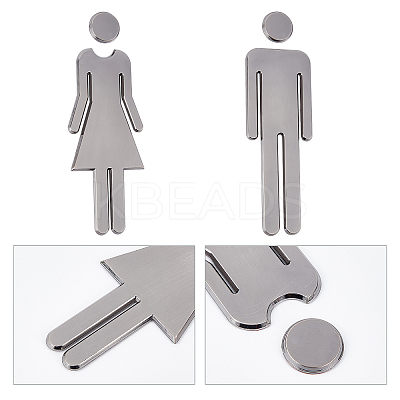 1 Set Plastic Bathroom Sign Stickers AJEW-GF0005-94A-1