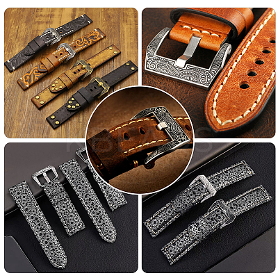 2 Sets Tibetan Style 304 Stainless Steel Watch Band Clasps STAS-UN0039-87A-1