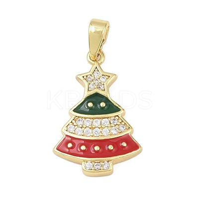 Christmas Brass Micro Pave Cubic Zirconia Pendants KK-H518-04D-G-1