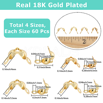 240Pcs 4 Styles Brass Bead Tips KK-SC0007-37-1