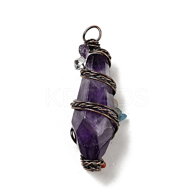 Natural Amethyst Pointed Big Pendants G-G860-03R-01-1