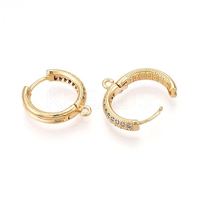 Brass Micro Pave Cubic Zirconia Hoop Earring Finding KK-N261-47G-1