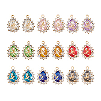 18Pcs 9 Colors Glass Pendants FIND-PH0022-22-1