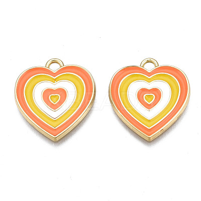 Rack Plating Light Gold Alloy Enamel Pendants ENAM-Q444-014M-RS-1