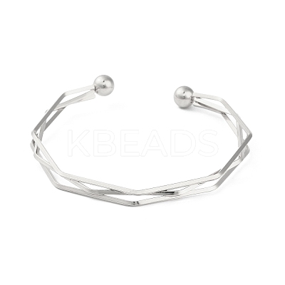 Non-Tarnish 304 Stainless Steel 3 Line Open Cuff Bangles for Women BJEW-S155-01P-1