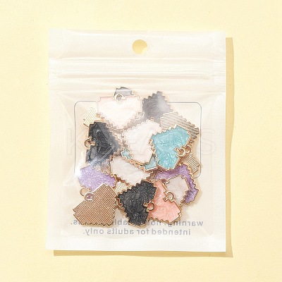 20Pcs 5 Colors Light Gold Plated Alloy Enamel Pendants ENAM-FS0001-37-1