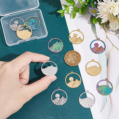 12Pcs 6 Styles  304 Stainless Steel Pendants STAS-UN0044-60-1