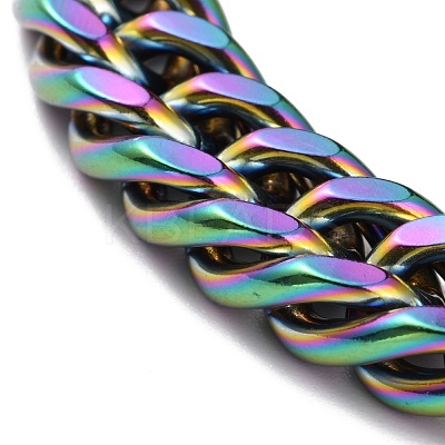 Ion Plating(IP) 304 Stainless Steel Cuban Link Chain Bracelets STAS-A028-B064MC-1