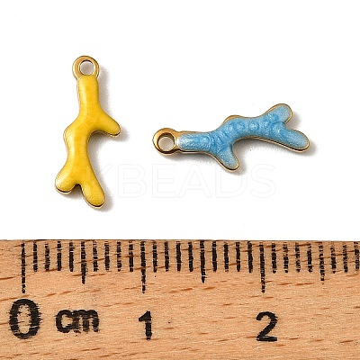 304 Stainless Steel Enamel Charms STAS-P405-01H-G-1