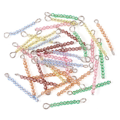 48Pcs 12 Colors Glass Rondelle Beaded Connector Charms PALLOY-TA00138-1