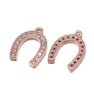 Horseshoe Brass Micro Pave Cubic Zirconia Charms ZIRC-F009-51RG-NR-1