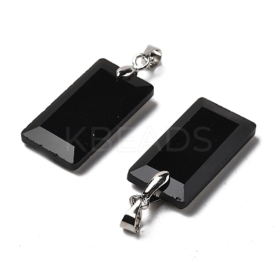 Natural Obsidian Faceted Pendants G-U031-04P-02-1