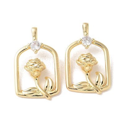 Brass Micro Pave Clear Cubic Zirconia Pendants KK-Q031-12G-1