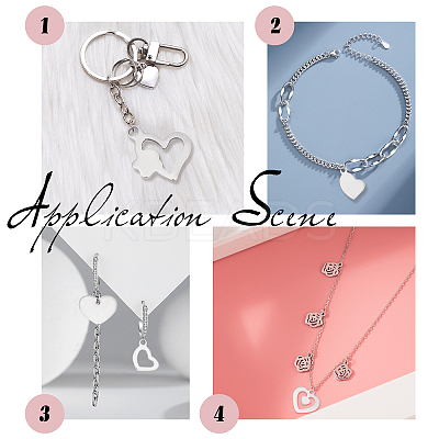 128Pcs 8 Style 201 Stainless Steel Charms STAS-UN0029-48-1