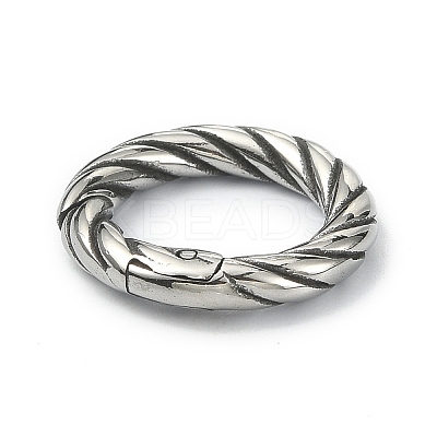 Tibetan Style 316 Surgical Stainless Steel Spring Gate Rings STAS-E191-04AS-01-1