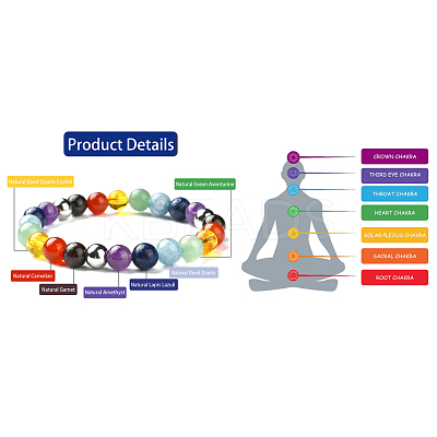 Chakra Gemstone Beaded Stretch Bracelets BJEW-JB02301-1