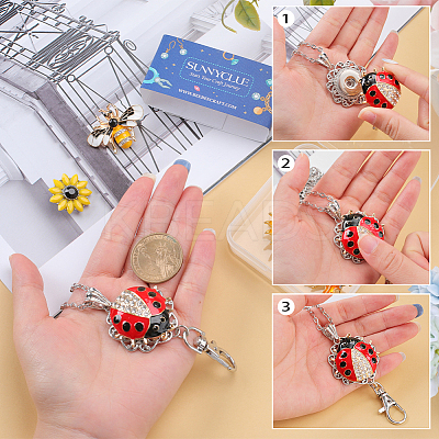 DIY Interchangeable Flower & Bee Office Lanyard ID Badge Holder Necklace Making Kit DIY-SC0022-01-1