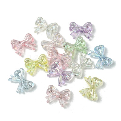 UV Plating Iridescent Transparent Acrylic Beads OACR-O006-07C-1