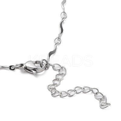 Non-Tarnish 304 Stainless Steel Wave Bar Link Chain Necklaces NJEW-K249-17P-1