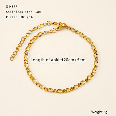 304 Stainless Steel Twisted Dapped Chain Anklets FS-WG7E8C4-02-1