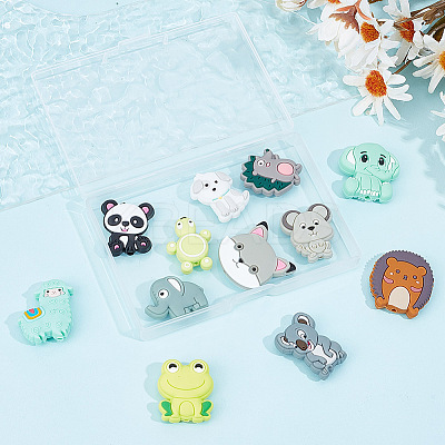 12Pcs 12 Styles Food Grade Eco-Friendly Silicone Focal Beads SIL-GO0001-25-1
