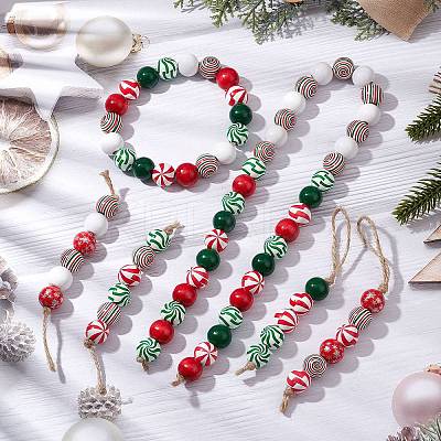 Wood Beads Pendant Decoraiton HJEW-JM02270-1