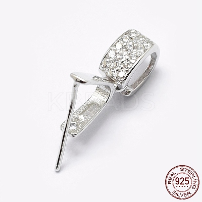 Anti-Tarnish Rhodium Plated 925 Sterling Silver Micro Pave Cubic Zirconia Pendant Bails X-STER-P034-43P-1