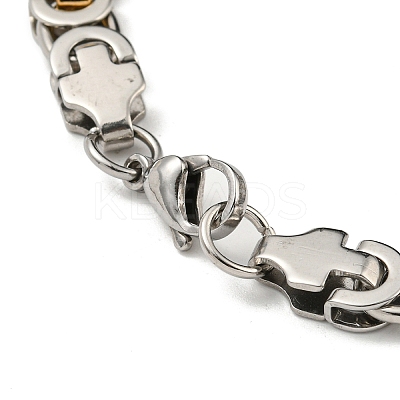 Ion Plating(IP) Two Tone 201 Stainless Steel Byzantine Chain Bracelet BJEW-B078-47B-1