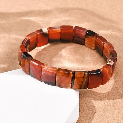 Dyed & Heated Natural Banded Agate Faceted Beaded Stretch Bracelets for Women BJEW-K251-08F-1