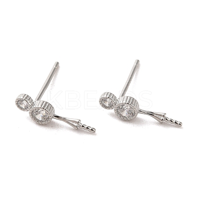Anti-Tarnish 925 Sterling Silver Stud with Cubic Zirconia Earrings Findings STER-Z007-06P-1