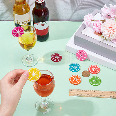 8Pcs Orange Silicone Wine Glass Charms AJEW-WH00471-02-1