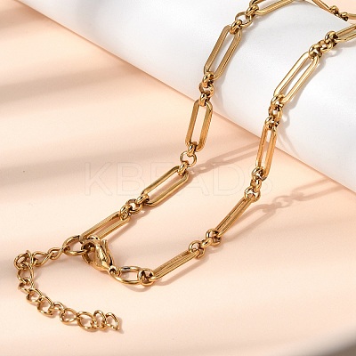 304 Stainless Steel Paperclip Chains Bracelet & Necklace Jewelry Sets SJEW-L199-21G-1
