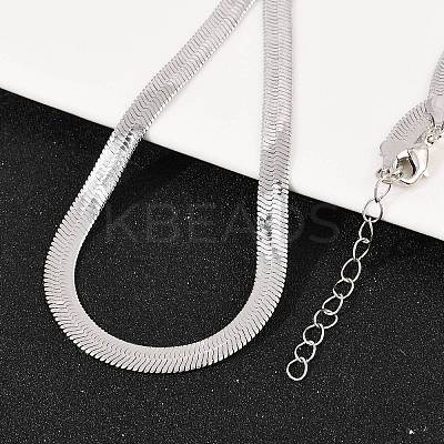 6MM 201 Stainless Steel Flat Snake Chain Necklaces for Women Men NJEW-Z089-02P-1