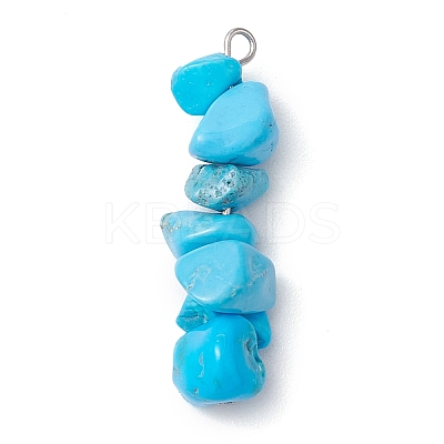 Gradient Color Natural Aquamarine & Natural Lapis Lazuli & Synthetic Turquoise Chip Beaded Pendants PALLOY-JF02791-02-1