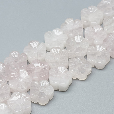 Carved Natural Rose Quartz Beads Strands G-T122-08B-1