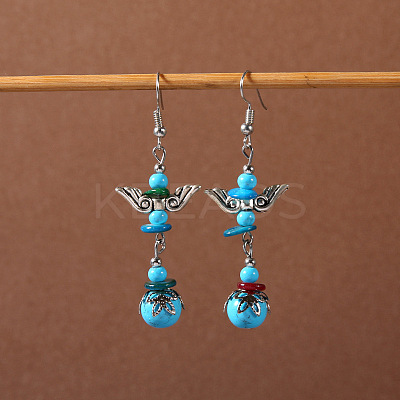 Bohemian tassel turquoise earrings JU8957-24-1