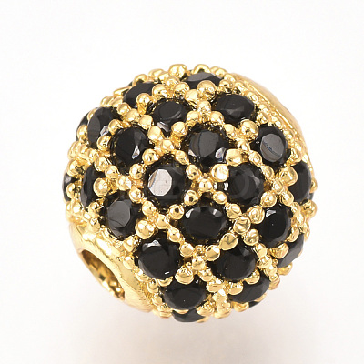 Brass Micro Pave Cubic Zirconia Beads ZIRC-Q013-8mm-143G-1