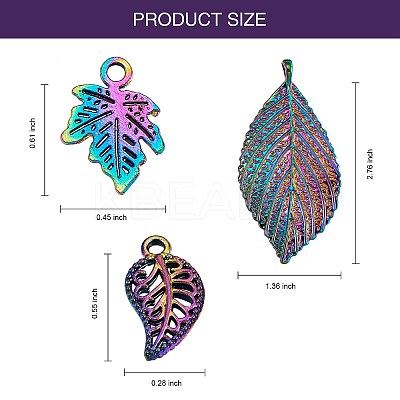 20Pcs 10 Style Rainbow Color Alloy Pendants PALLOY-SZ0001-31-1