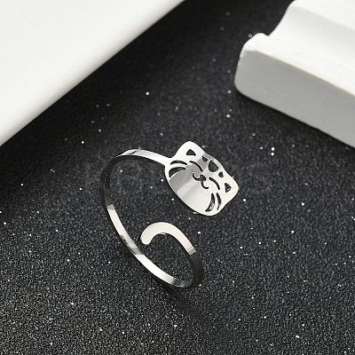 304 Stainless Steel Cuff Rings for Women RJEW-F195-02P-1