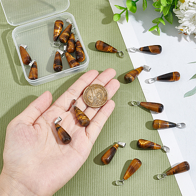 20Pcs Natural Tiger Eye Pendants G-UN0001-24-1