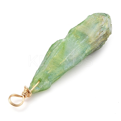 Electroplated Raw Rough Natural Quartz Crystal Copper Wire Wrapped Pendants PALLOY-JF02409-01-1