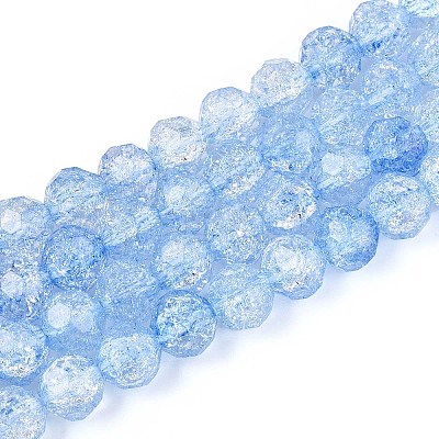 Transparent Crackle Glass Beads Strands GLAA-N053-8mm-04-1