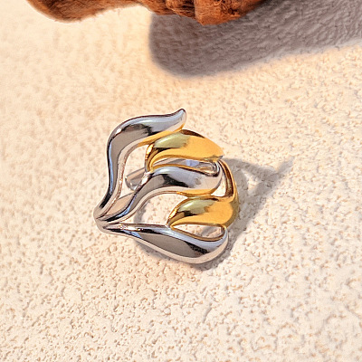 304 Stainless Steel Adjustable Cuff Rings LS-RJEW-S626-01GP-C-1