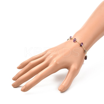 Natural Mixed Gemstone Chip Beaded Bracelet for Girl Women BJEW-JB06983-1