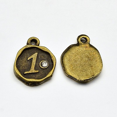 Antique Bronze Plated Alloy Rhinestone Charms ALRI-J153-01-NF-1